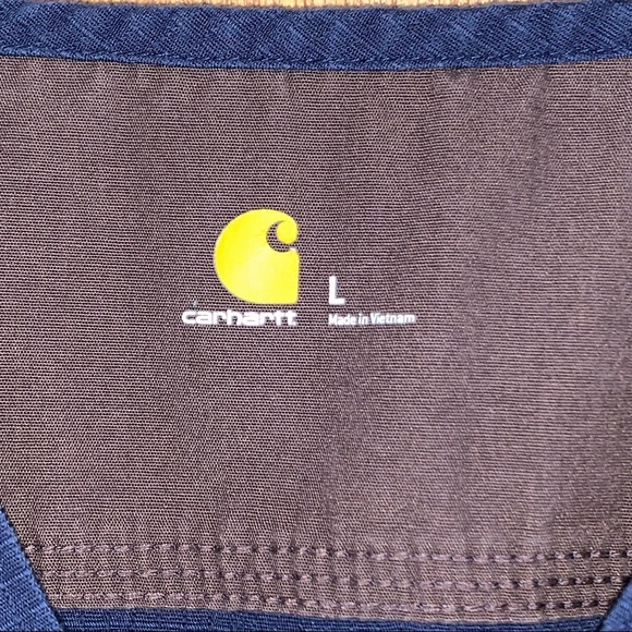 Men’s L / XL CARHARTT Ripstop Utility Scrub Tops C15208 Navy & Black Lot of 2 - Picture 7 of 14